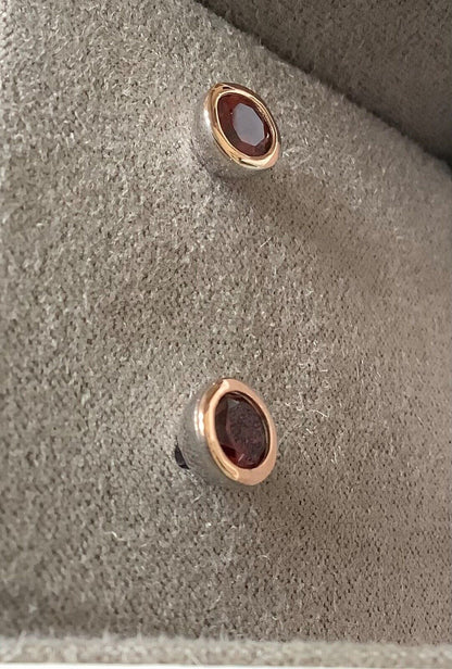 Clogau January Garnet birthstone stud earrings silver and rose gold