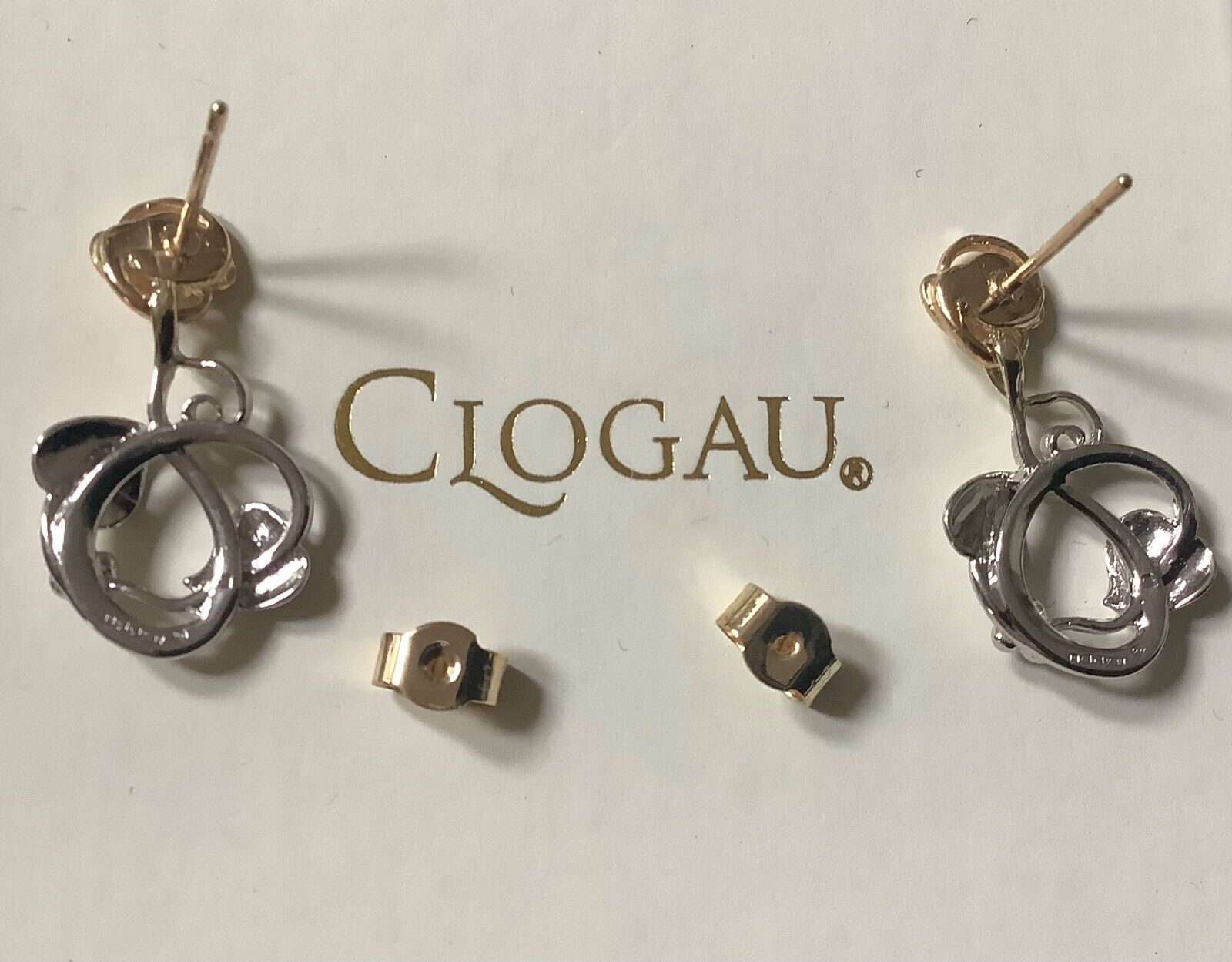Clogau 9ct white (Moon) gold and yellow gold Tree of Life drop earrings