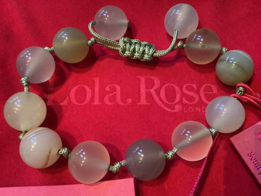 Lola Rose semi-precious Agate round bead adjustable bracelet in pouch