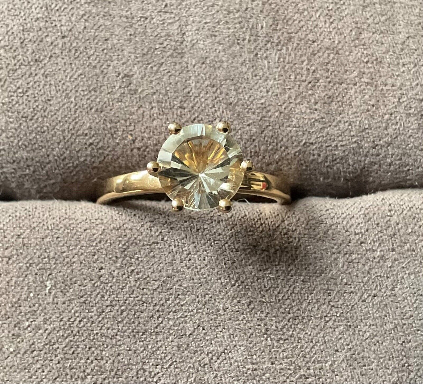 Green Amethyst gold overlay silver fancy cut solitare ring size P1/2 925