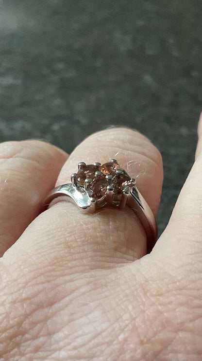 925 Andalusite oval cut cluster bypass ring size P1/2 sterling silver