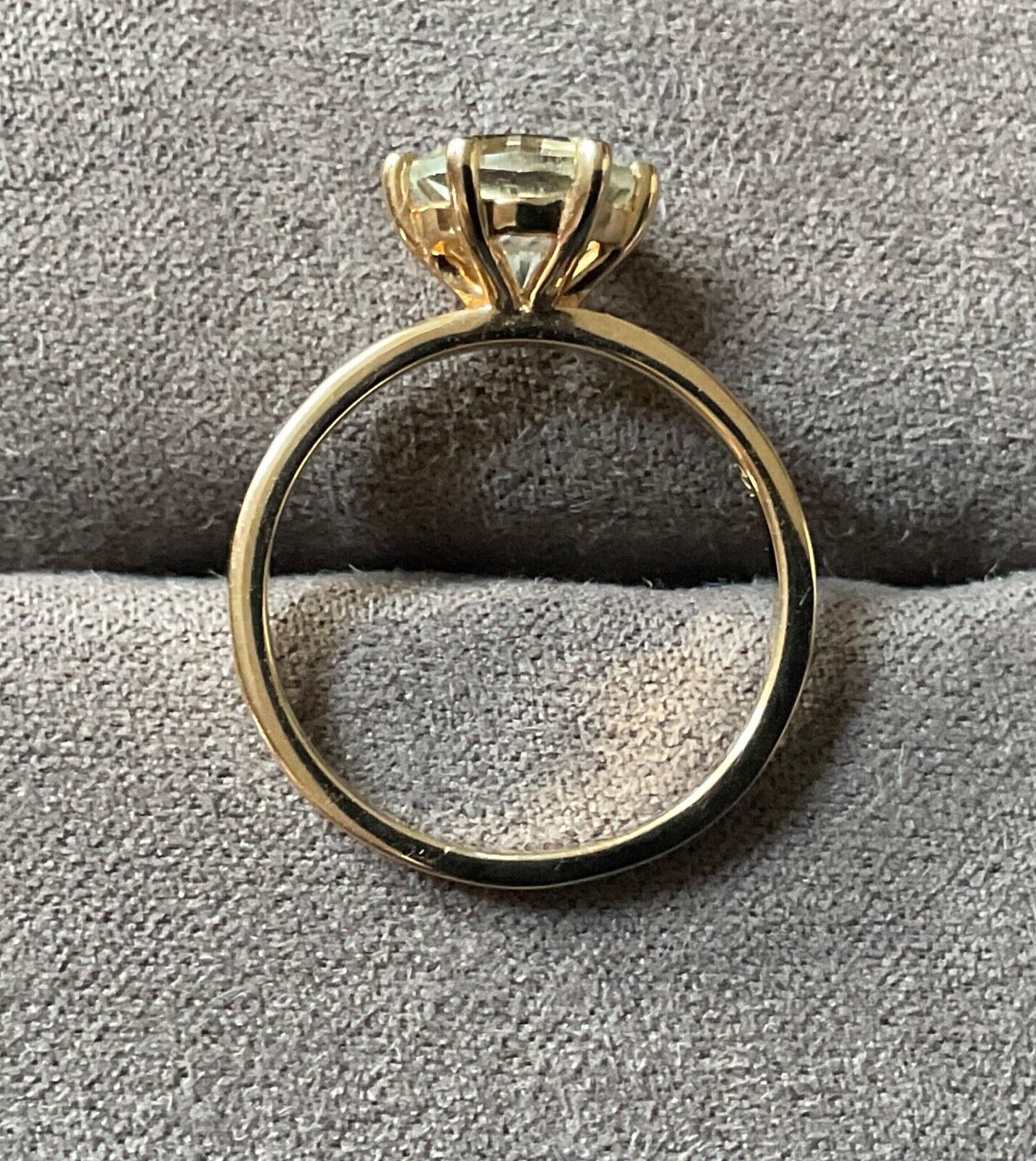 Green Amethyst gold overlay silver fancy cut solitare ring size P1/2 925