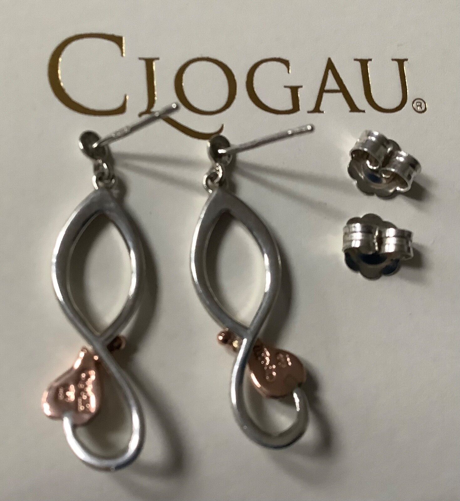 Clogau Tree of Life drop earrings silver and rose gold