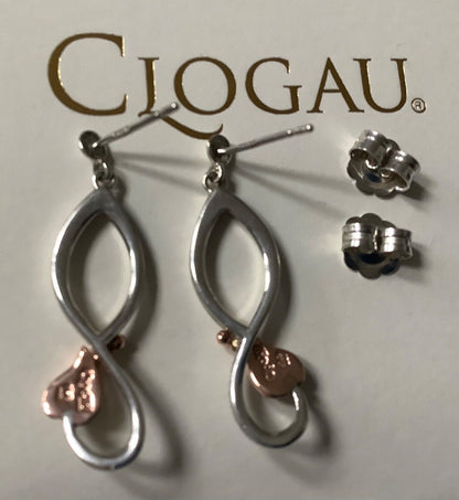 Clogau Tree of Life drop earrings silver and rose gold