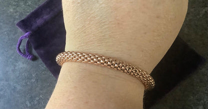 BRONZE MILOR ITALY stretch mesh rose gold tone bracelet