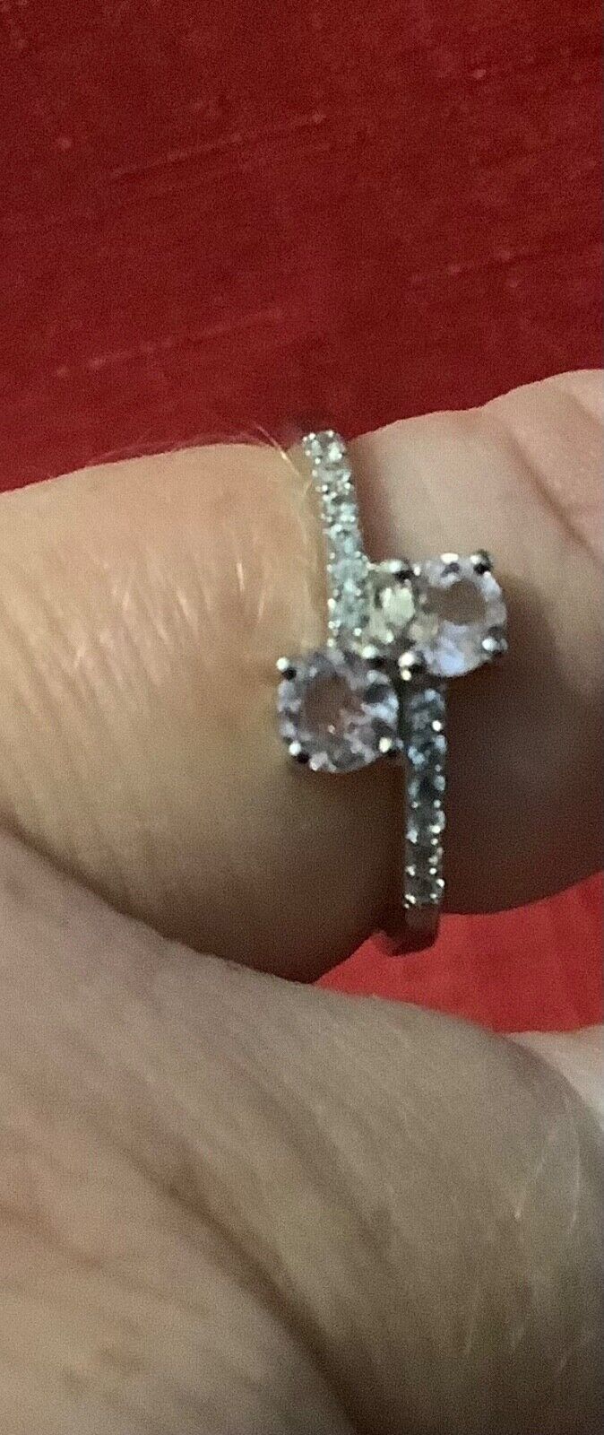 925 pink spinel & white zircon cross over bypass ring size N1/2 Gemporia