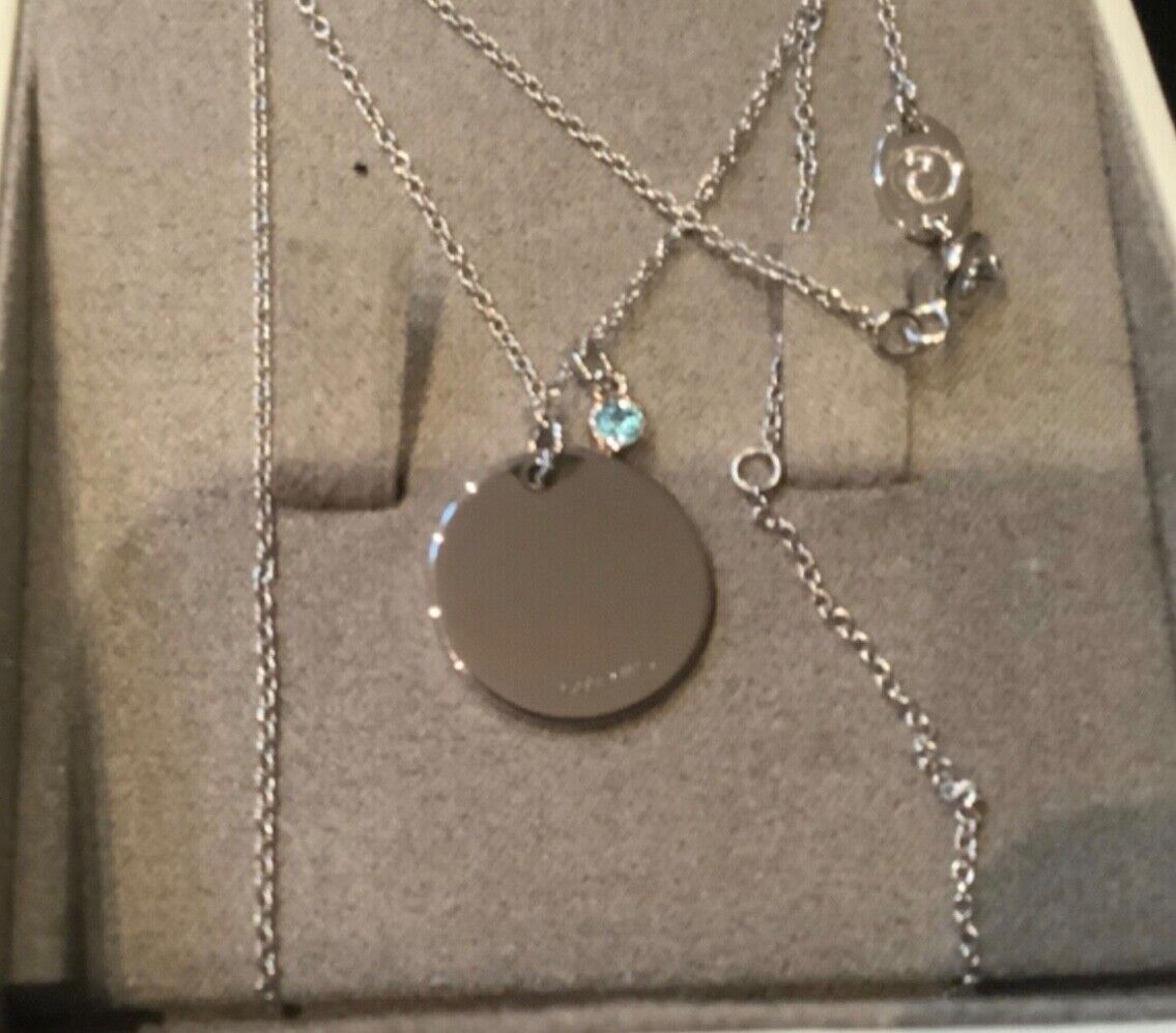 Clogau Celebration Blue topaz December birthstone necklace 18-22" silver r. gold