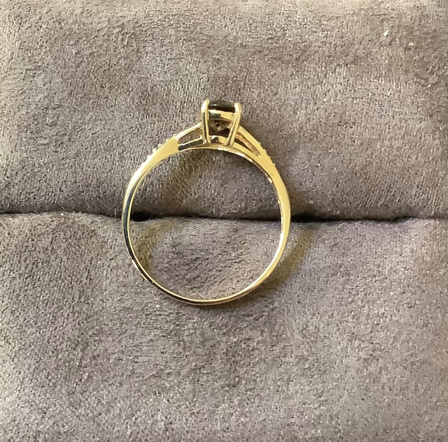 9ct Andalusite and diamond ring size N1/2 yellow gold hallmarked
