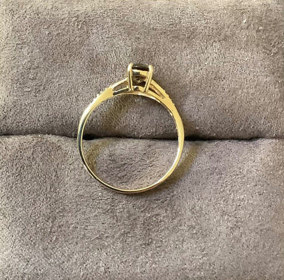9ct Andalusite and diamond ring size N1/2 yellow gold hallmarked