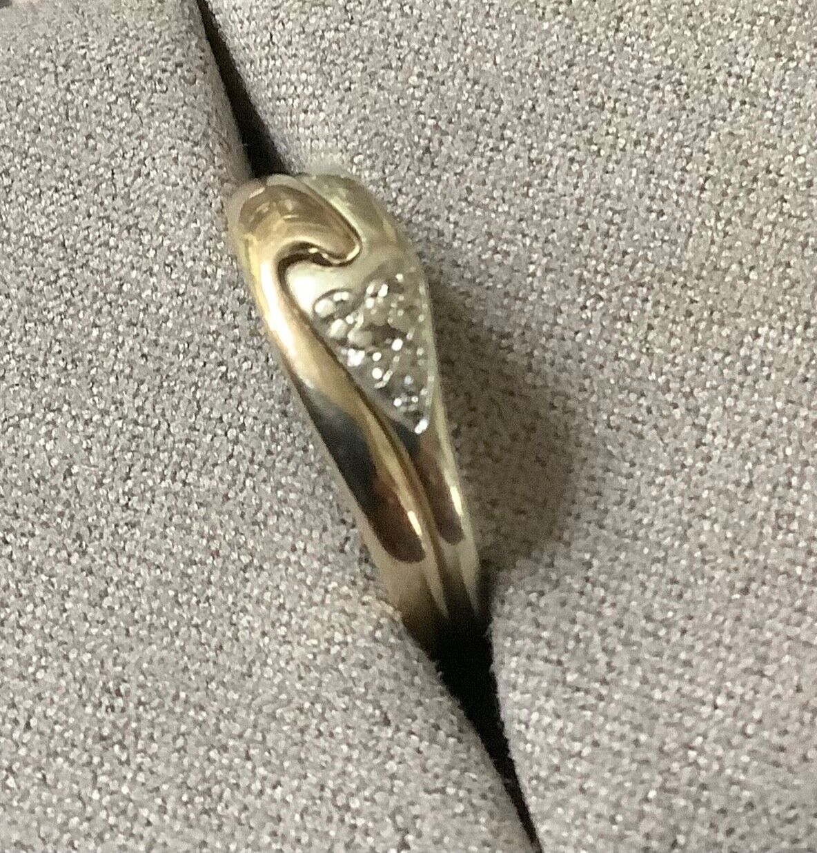 9ct interlinked yellow and white gold rings with diamonds size L1/2-M 2 rings