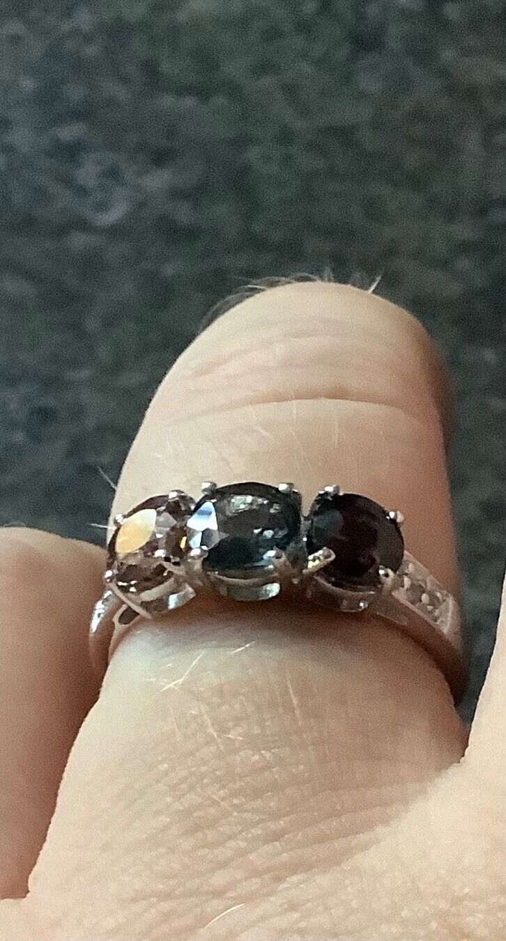 925 Spinel multicolour trilogy ring size P1/2 sterling silver