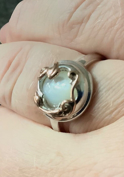 Clogau Tudor Court mother of pearl ring size S1/2 silver and rose gold
