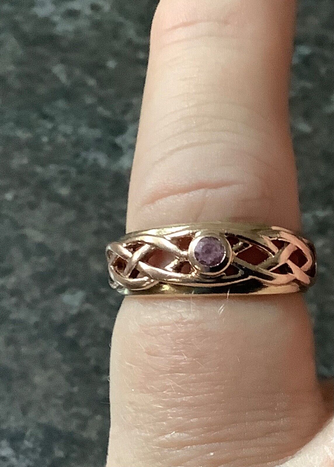 Clogau 9ct Pink Sapphire Celtic Lovers Weave ring size M yellow and rose gold