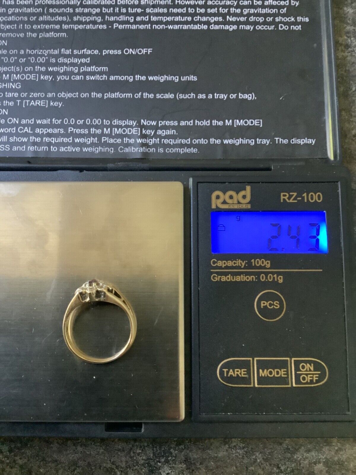9ct amethyst and diamond vintage flower ring size K1/2 READ DESCRIPTION!