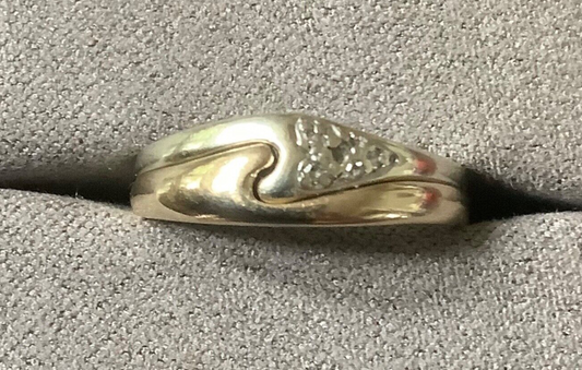 9ct interlinked yellow and white gold rings with diamonds size L1/2-M 2 rings