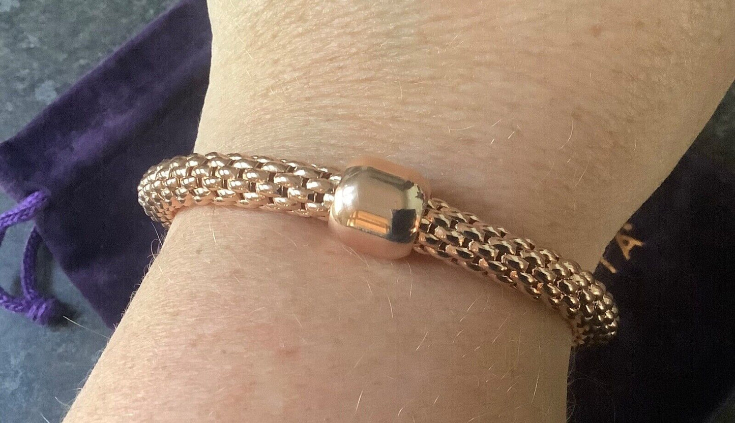 BRONZE MILOR ITALY stretch mesh rose gold tone bracelet