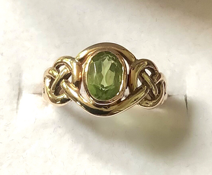 Clogau 9ct Peridot Celtic weave ring size K1/2 yellow and rose gold