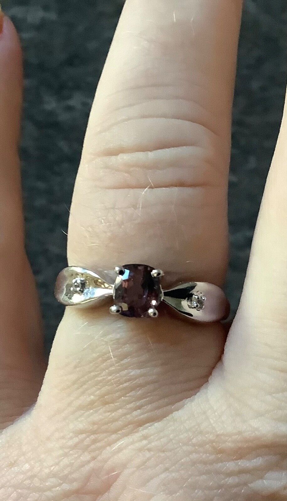 925 Purple Spinel solitaire sterling silver ring size P1/2