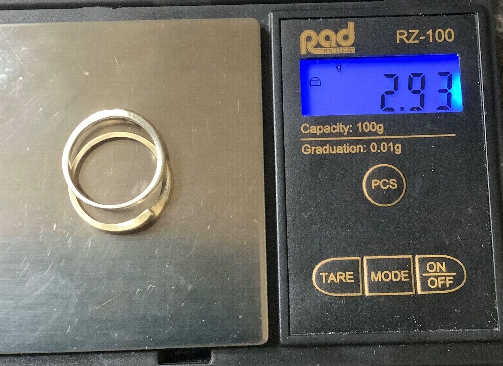 9ct interlinked yellow and white gold rings with diamonds size L1/2-M 2 rings