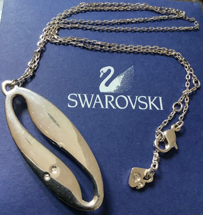 Swarovski crystal clear stone large oval pendant necklace