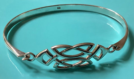 Sterling silver Celtic design open top bangle bracelet hallmarked stamped WSG