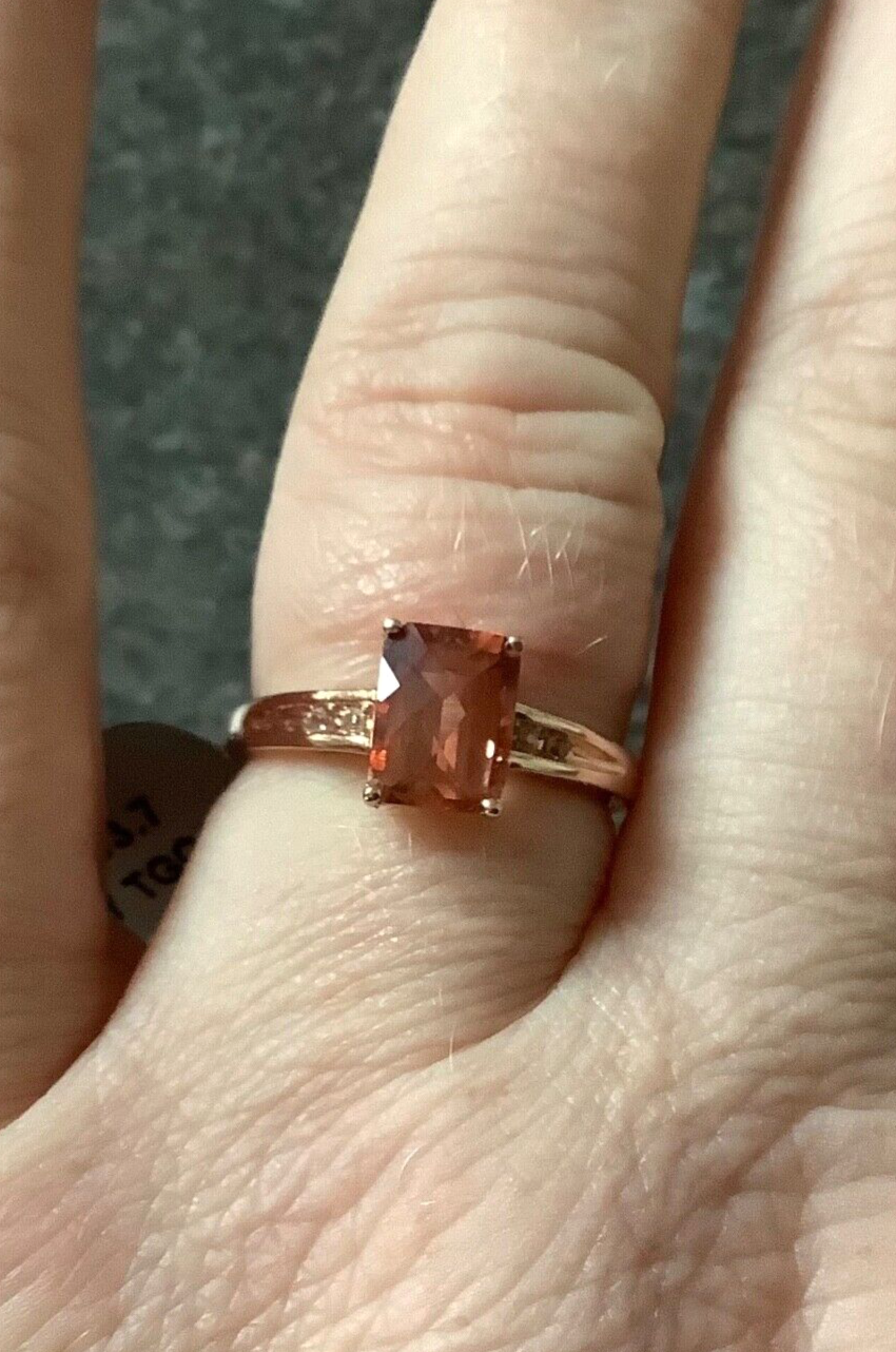 9K Mongolian Andesine and white topaz ring 1.44CTS size N1/2