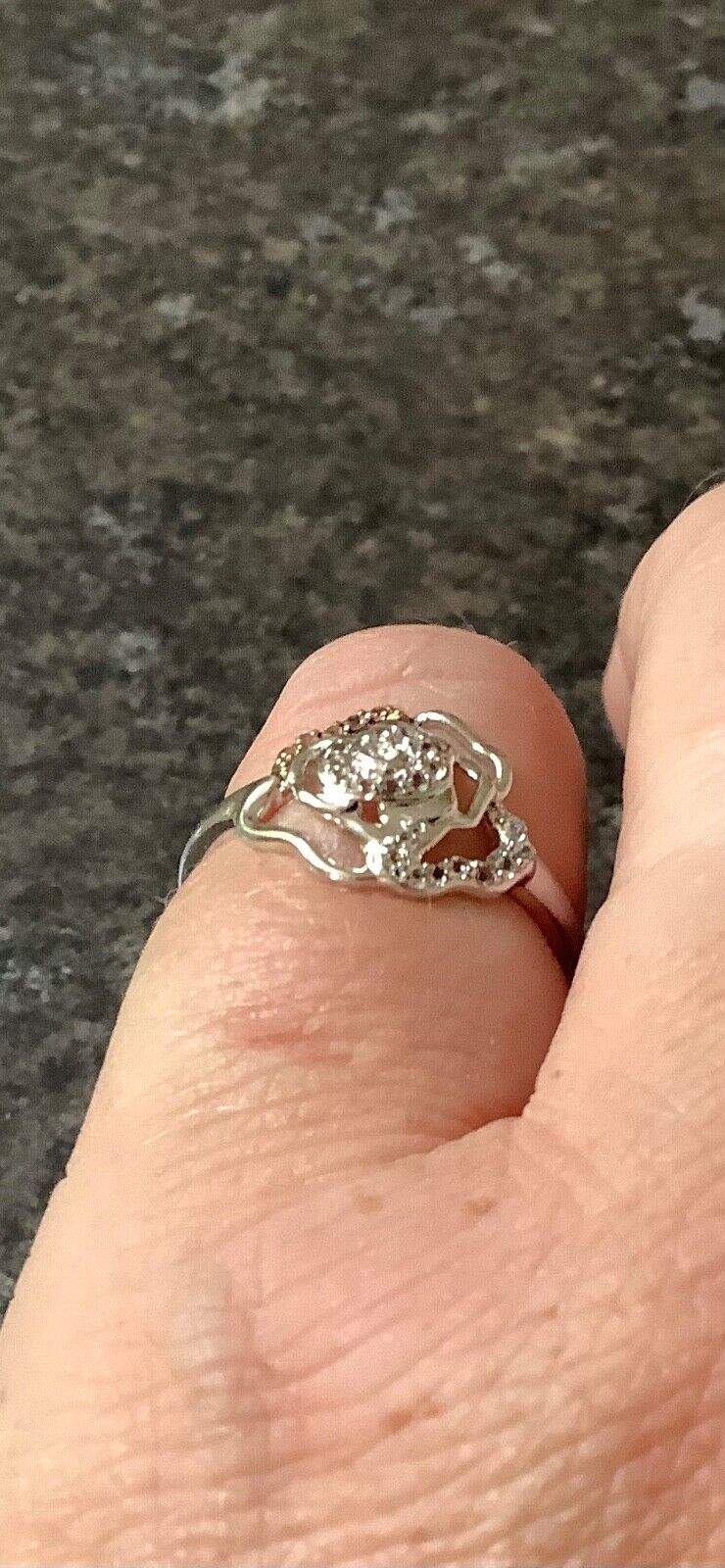 Clogau Royal Roses white topaz ring size N silver and rose gold