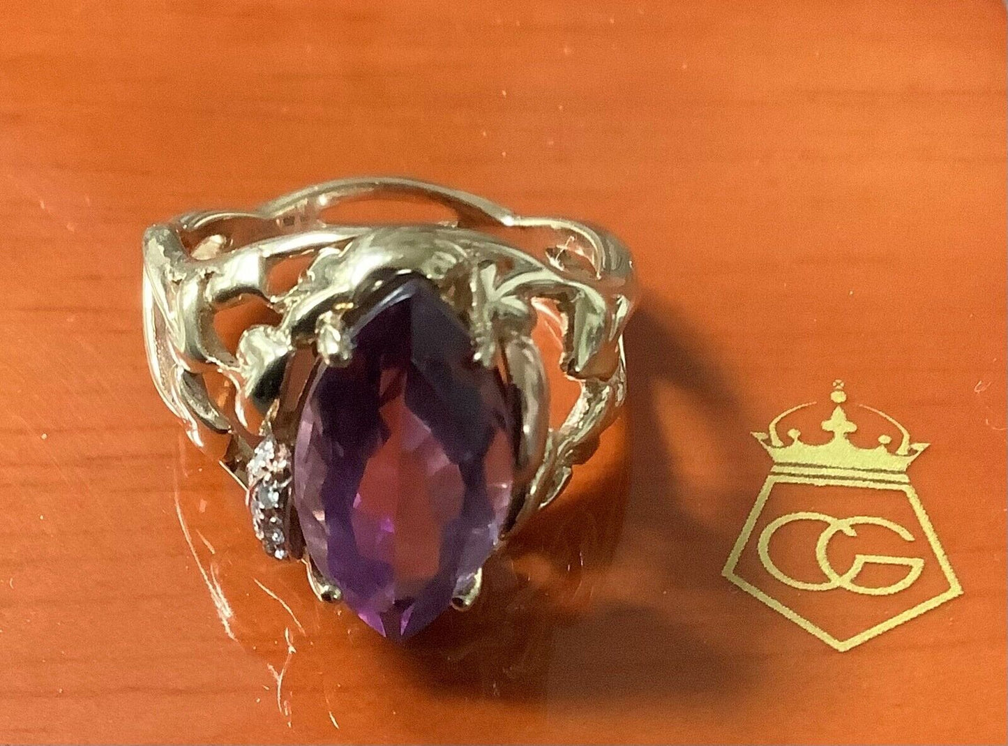 Clogau 9ct Ar Dan Amethyst and Diamond Tree of Life ring P yellow & rose gold