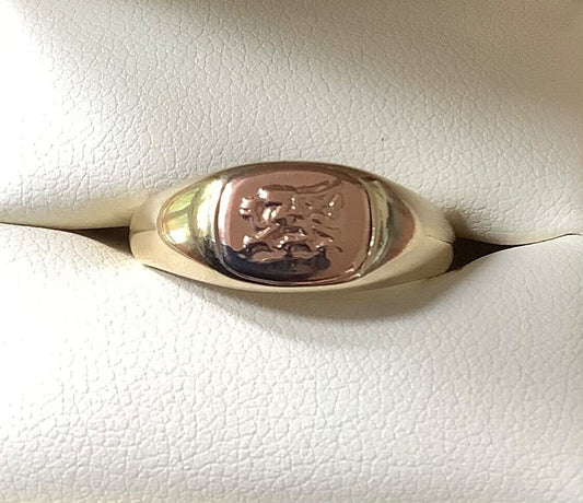 Clogau 9ct Dragon Signet ring S yellow & rose gold 5.65g Unisex gents RRP £620