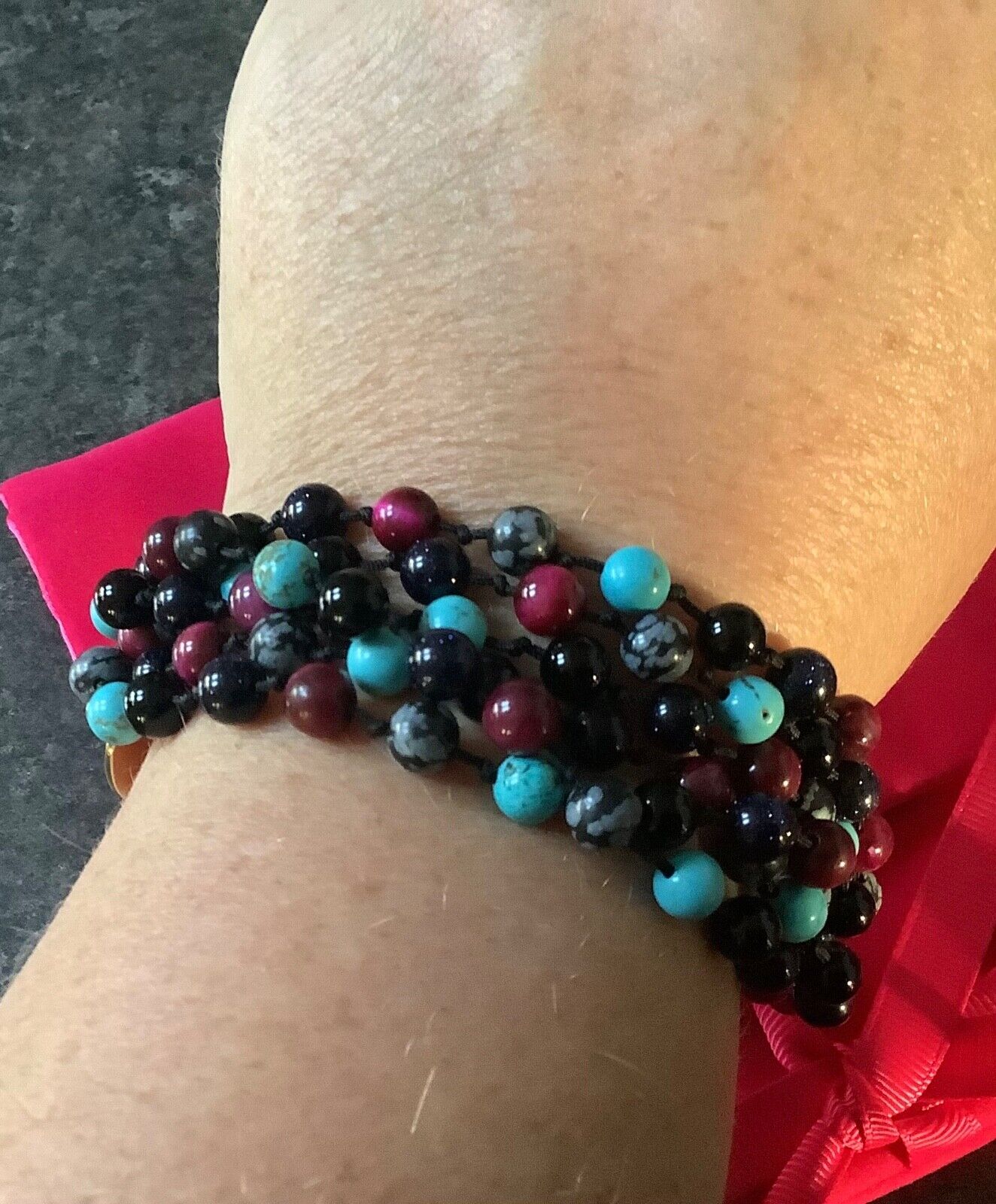 Lola Rose Dillon Moroccan mix adjustable semi-precious stone 6 strand bracelet