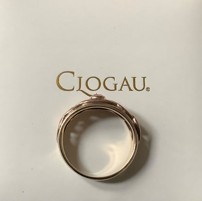 Clogau 9ct Pink Sapphire Celtic Lovers Weave ring size M yellow and rose gold