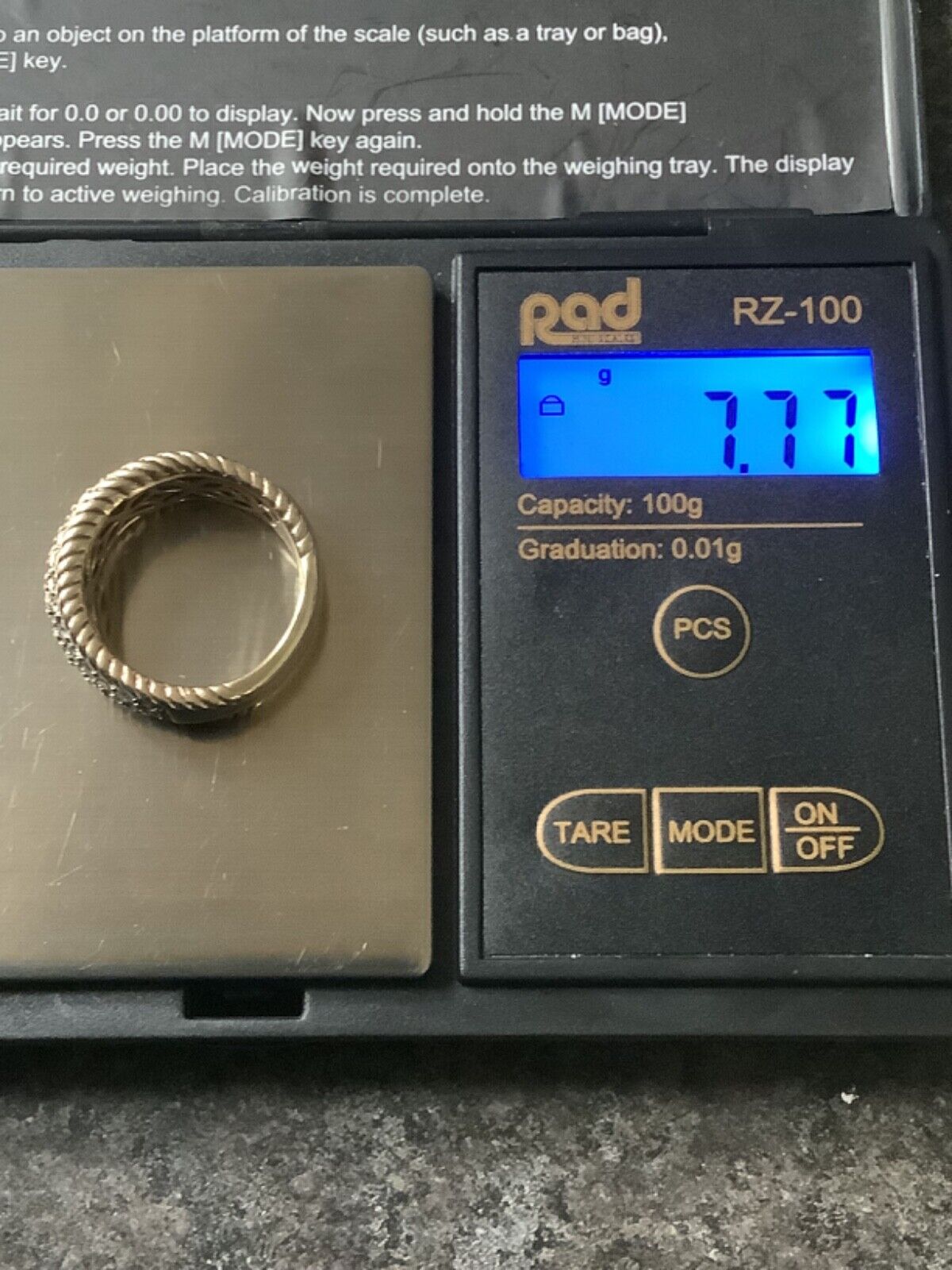 9ct gold diamond designer Sonia Bitton 3 row rope edge ring size N1/2-O 7.77g