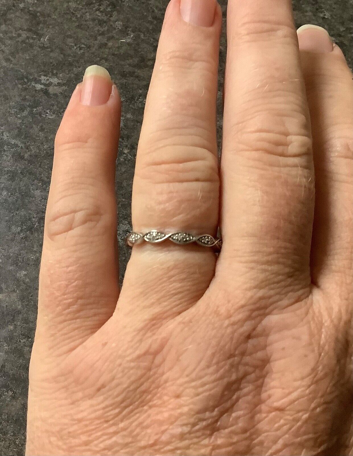 9ct white gold 0.15ct natural diamond 3 stacking rings size O1/2 - P RRP £699
