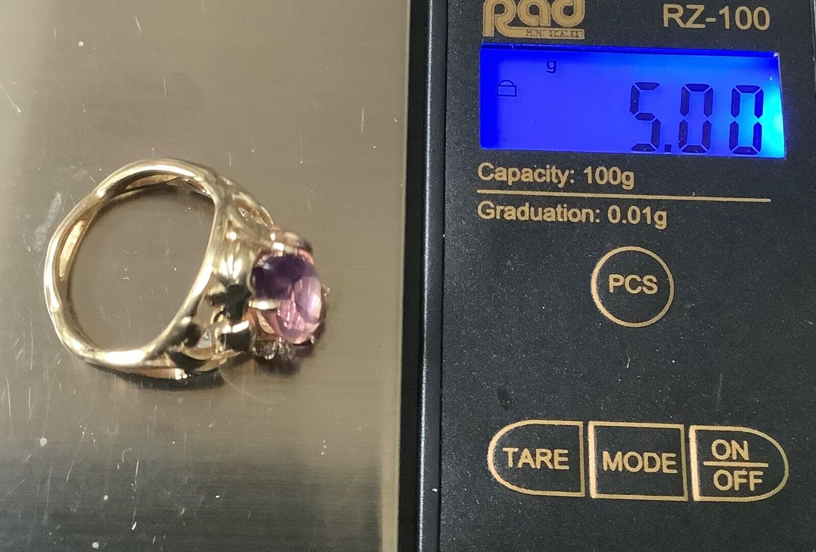 Clogau 9ct Ar Dan Amethyst and Diamond Tree of Life ring P yellow & rose gold