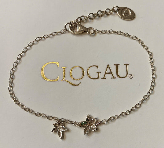 Clogau 9ct Ivy Leaves green Tsavorite Garnet bracelet 17-19.5cm yellow and rose