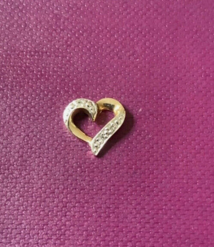 9ct natural diamond heart slider pendant yellow gold