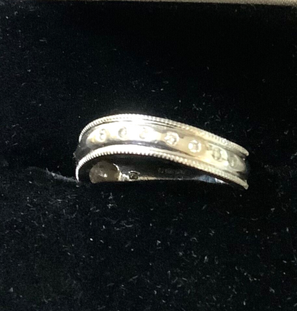 9ct white gold natural diamond wave band ring size M1/2