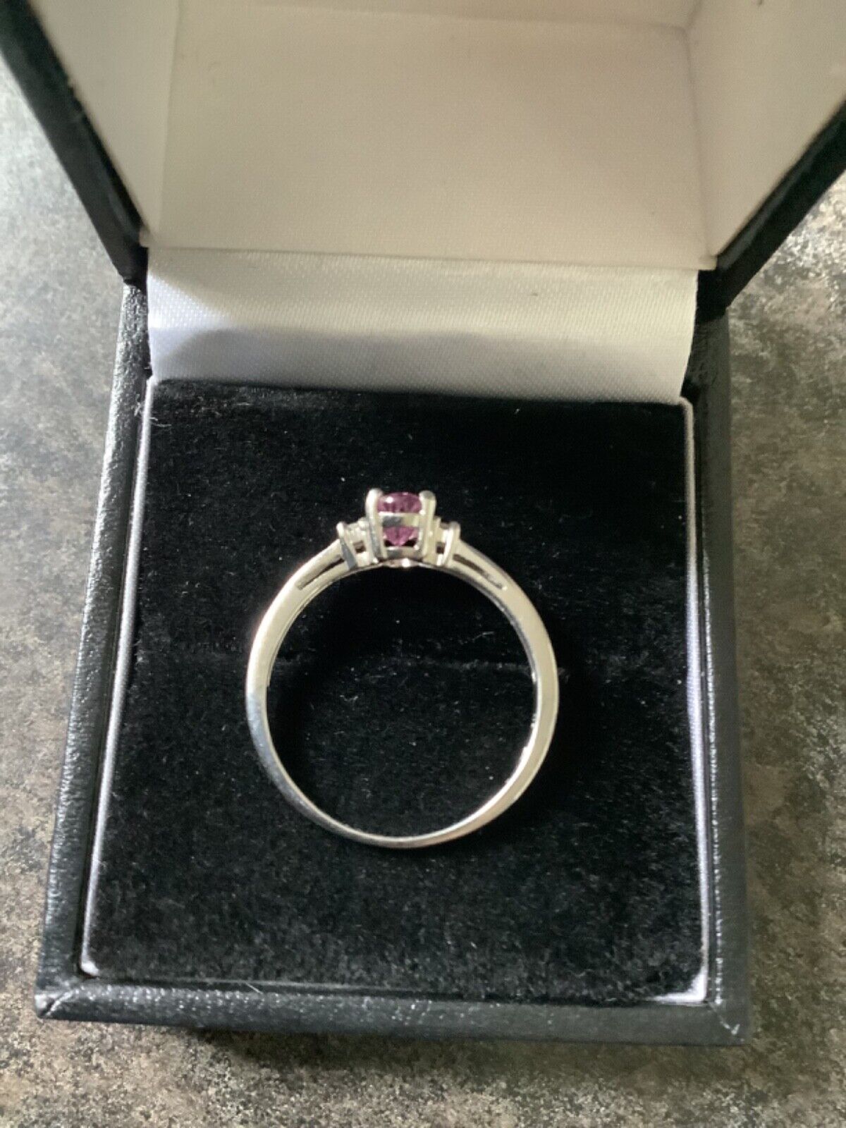 9ct Pink Cuprian Tourmaline and diamond ring size N-N1/2 white gold certificate