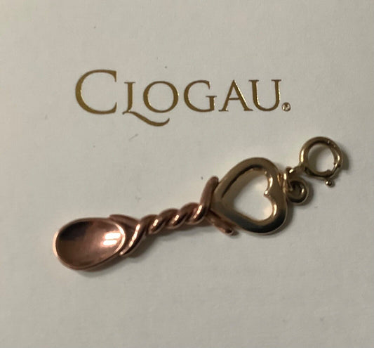 Clogau Welsh Love spoon yellow and rose gold charm