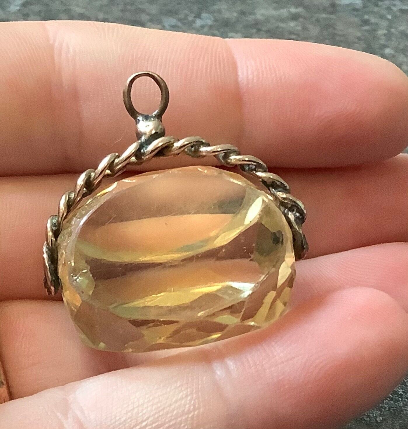 Antique 9ct citrine large swivel fob pendant 19.31g Birmingham 1901