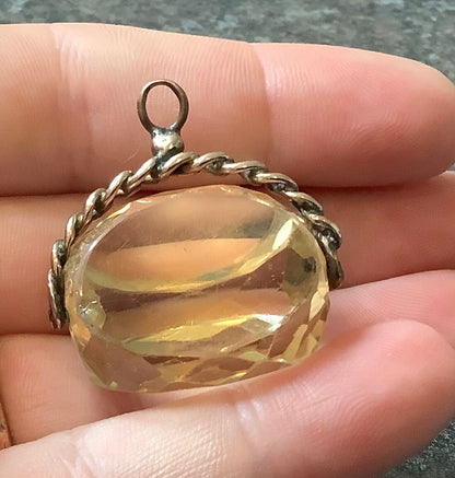 Antique 9ct citrine large swivel fob pendant 19.31g Birmingham 1901