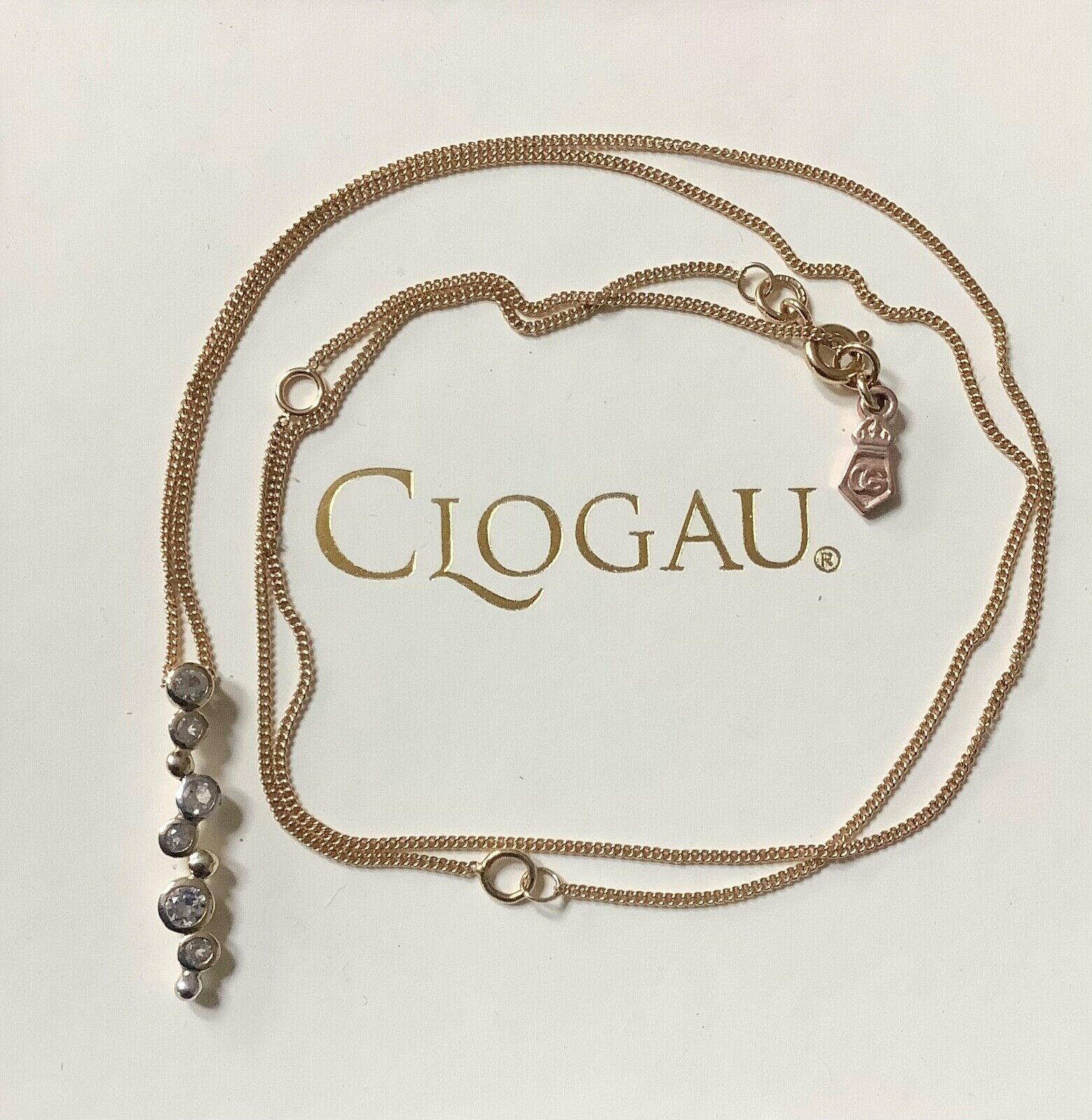 Clogau 9ct Celebration white topaz necklace 18-22" yellow & white gold RRP £470