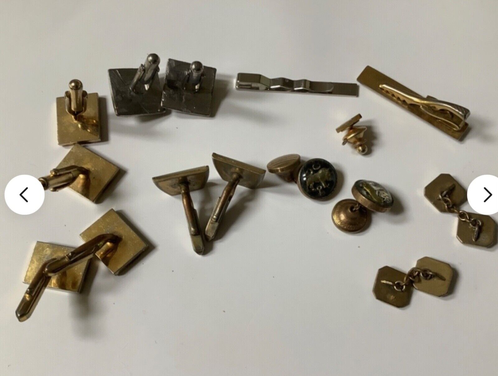 vintage cufflinks and tie clips bundle silver tone gold tone