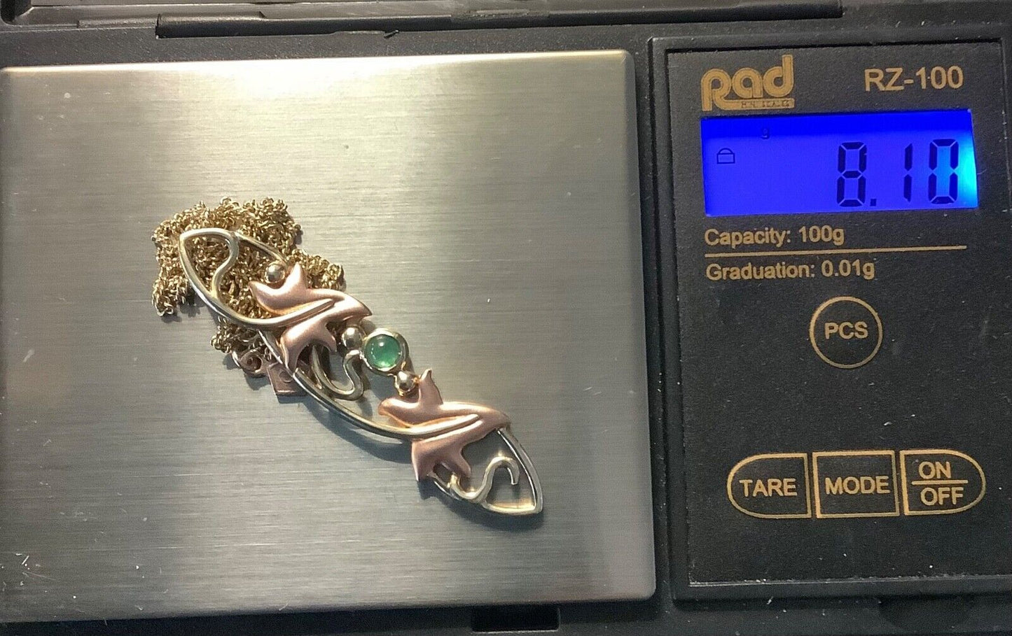 Clogau 9ct Emerald Lady of Caerphilly Ivy pendant necklace 18" yellow rose gold