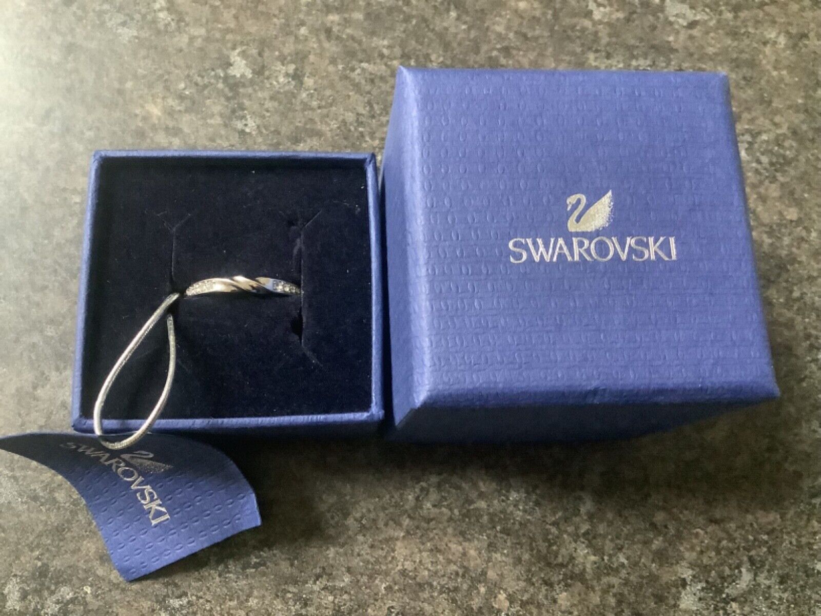 Swarovski clear crystal silver tone ‘Trust’ ring size R never worn