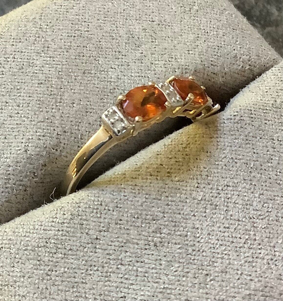 9ct Malaia garnet and diamond ring size N1/2 yellow gold with certificate