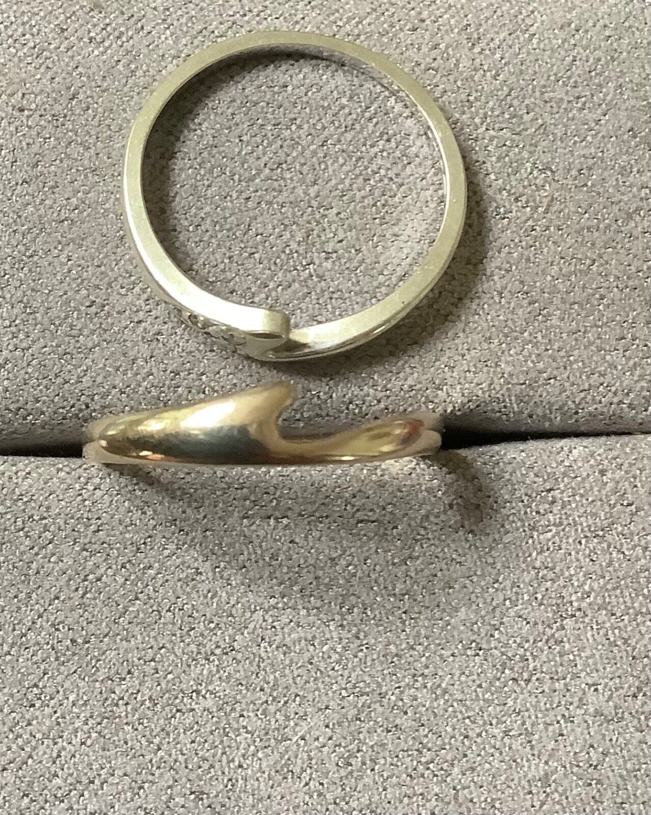 9ct interlinked yellow and white gold rings with diamonds size L1/2-M 2 rings