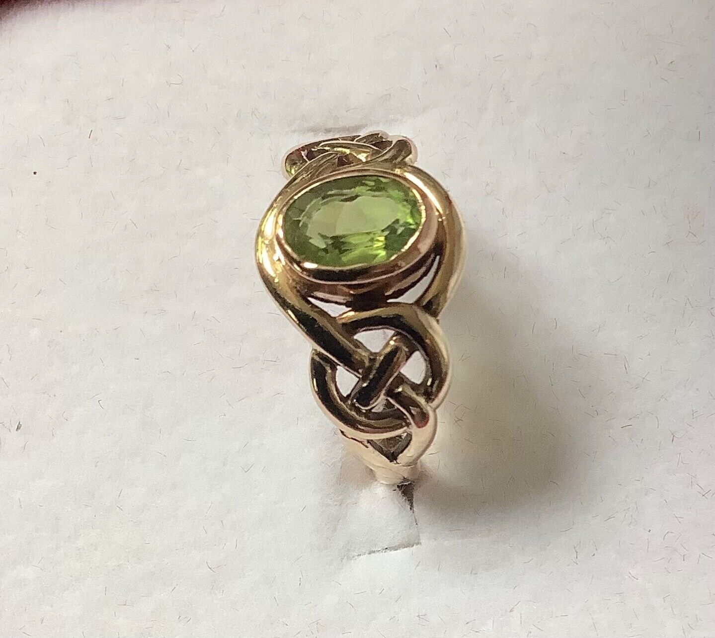Clogau 9ct Peridot Celtic weave ring size K1/2 yellow and rose gold