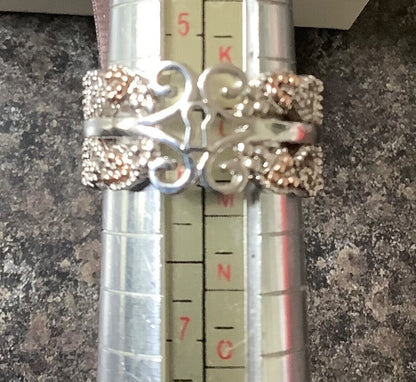 Clogau Kensington ring size L silver and rose gold