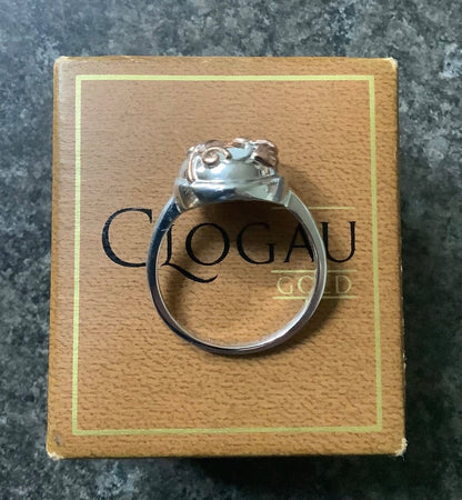 Clogau Tudor Court mother of pearl ring size S1/2 silver and rose gold